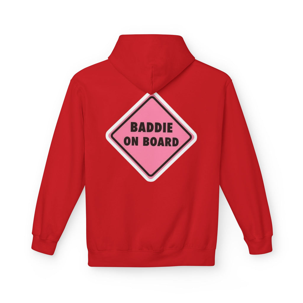 Baddie On Board Hoodie — 'XOXO' Minimal Front, Pink Road Sign Back