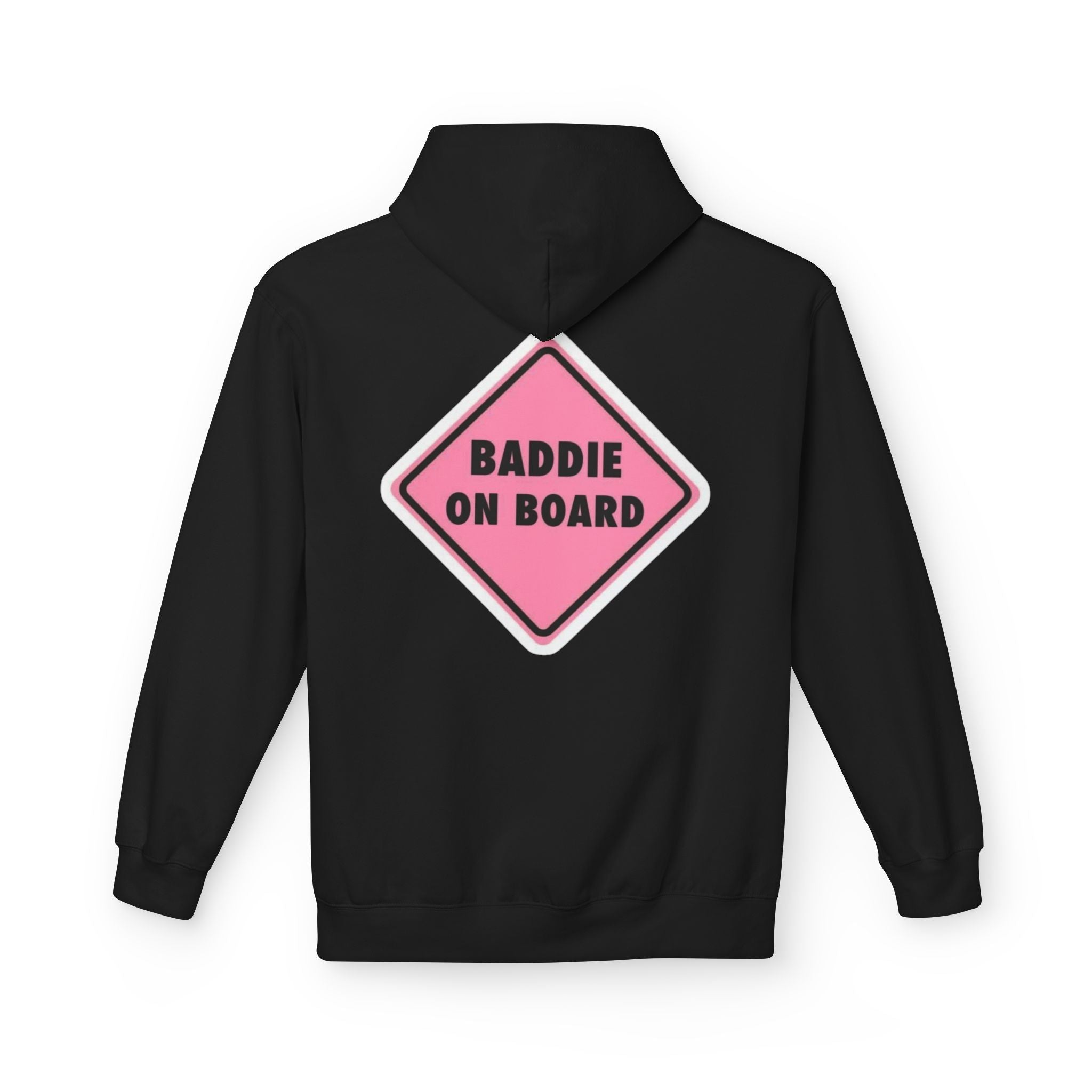 Baddie On Board Hoodie — 'XOXO' Minimal Front, Pink Road Sign Back