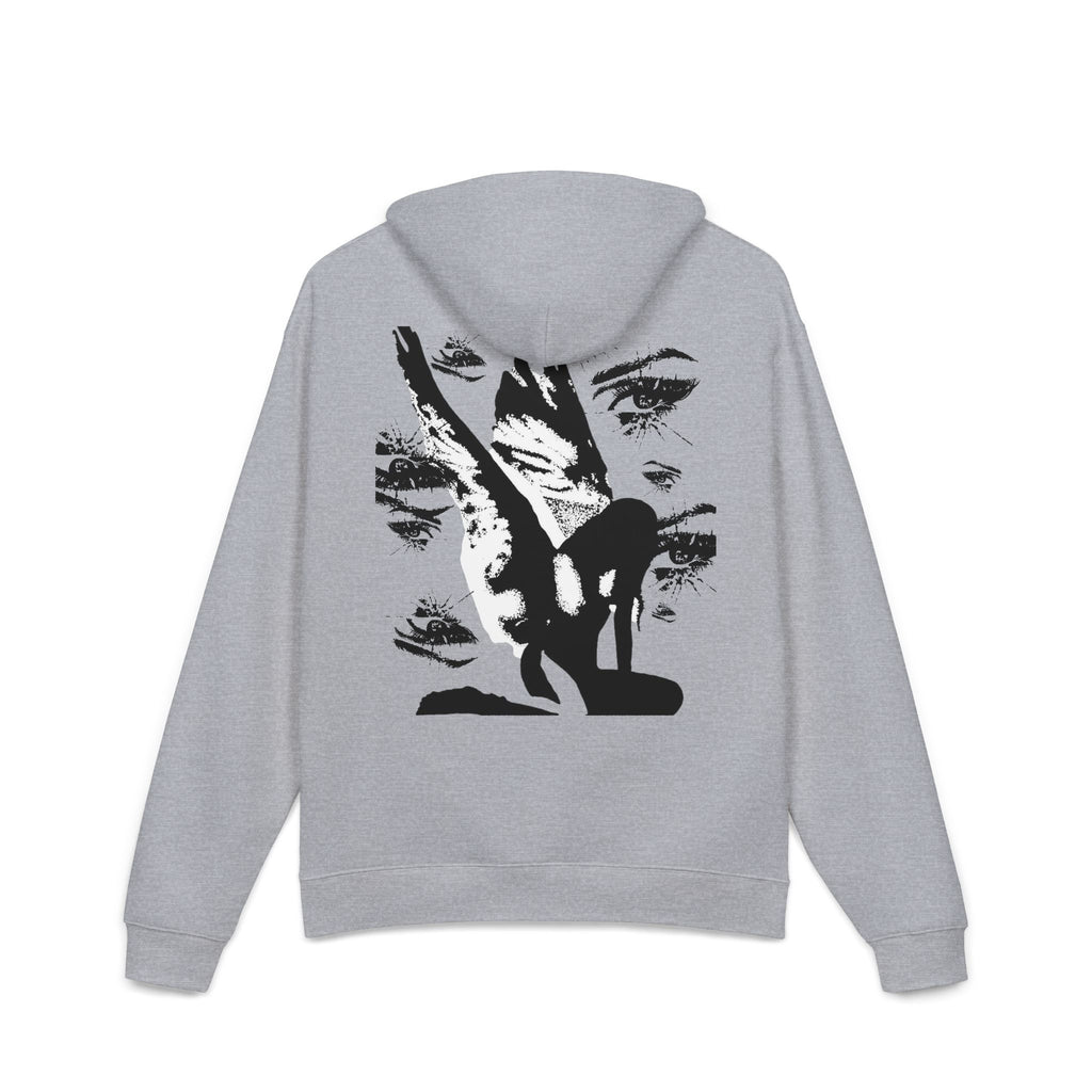 Relaxed Hoodie — Graphic Stare Eyes & Abstract Figure Back Print