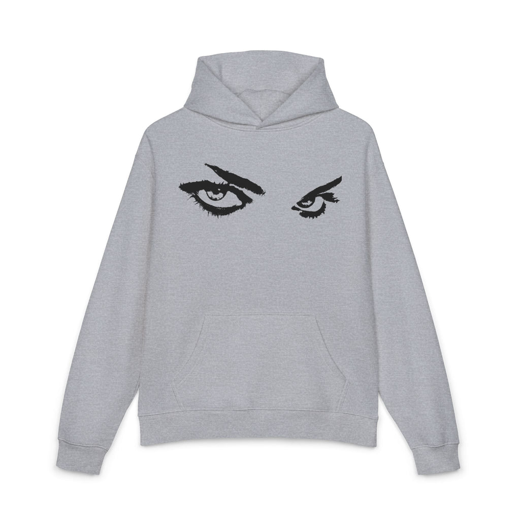 Relaxed Hoodie — Graphic Stare Eyes & Abstract Figure Back Print