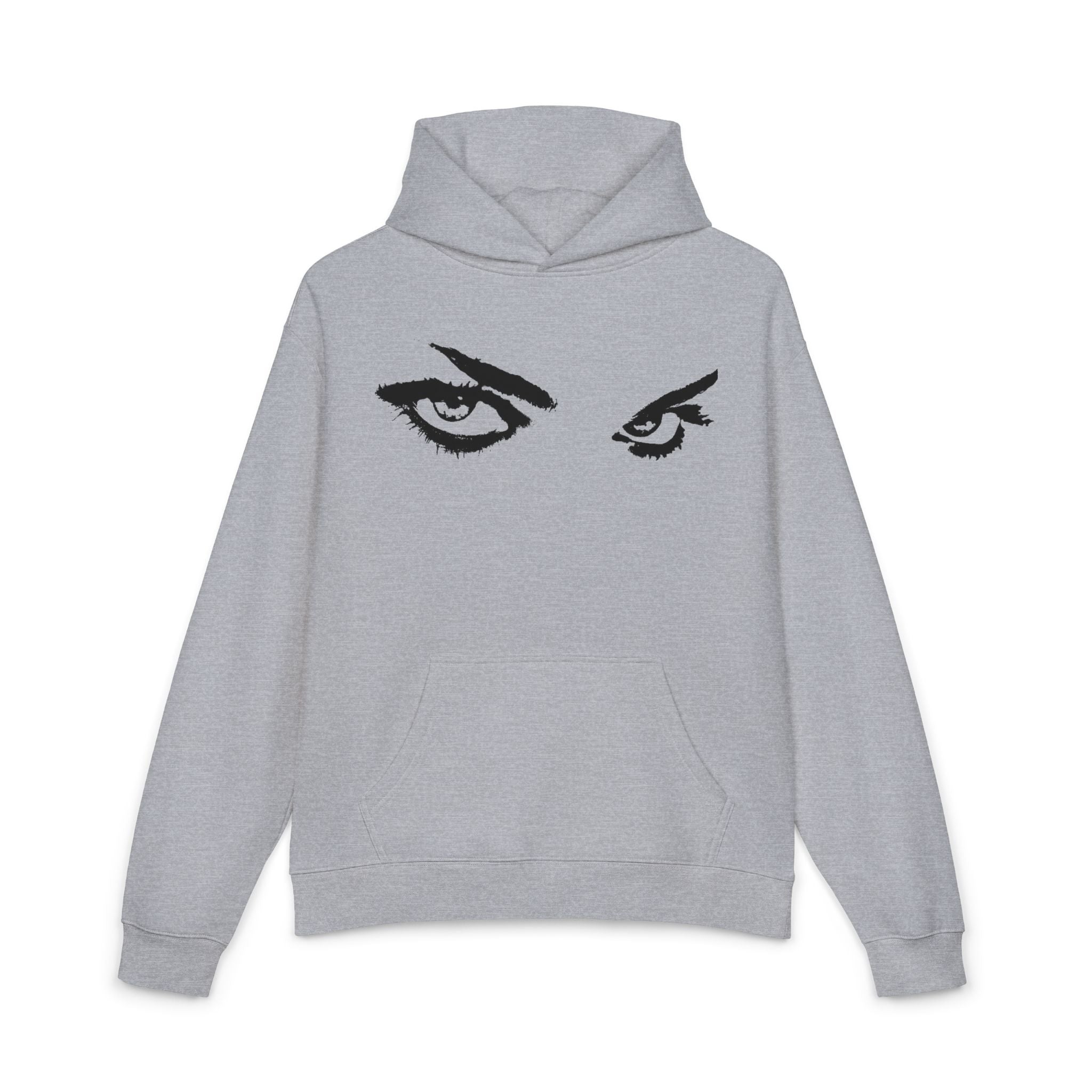 Relaxed Hoodie — Graphic Stare Eyes & Abstract Figure Back Print