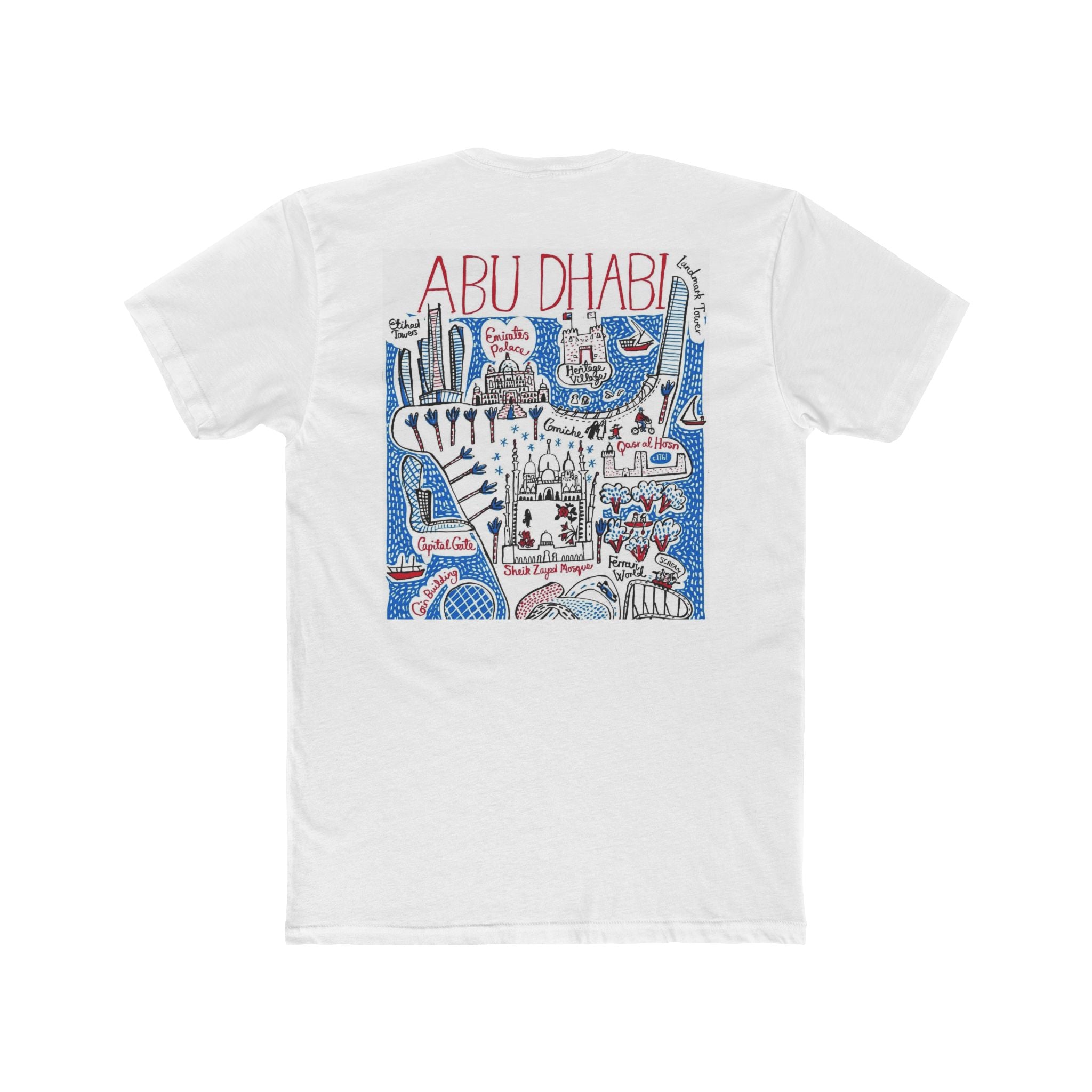 Abu Dhabi Graphic Tee — "I Love Bu‘6abi" Front Text with Illustrated City Map Back
