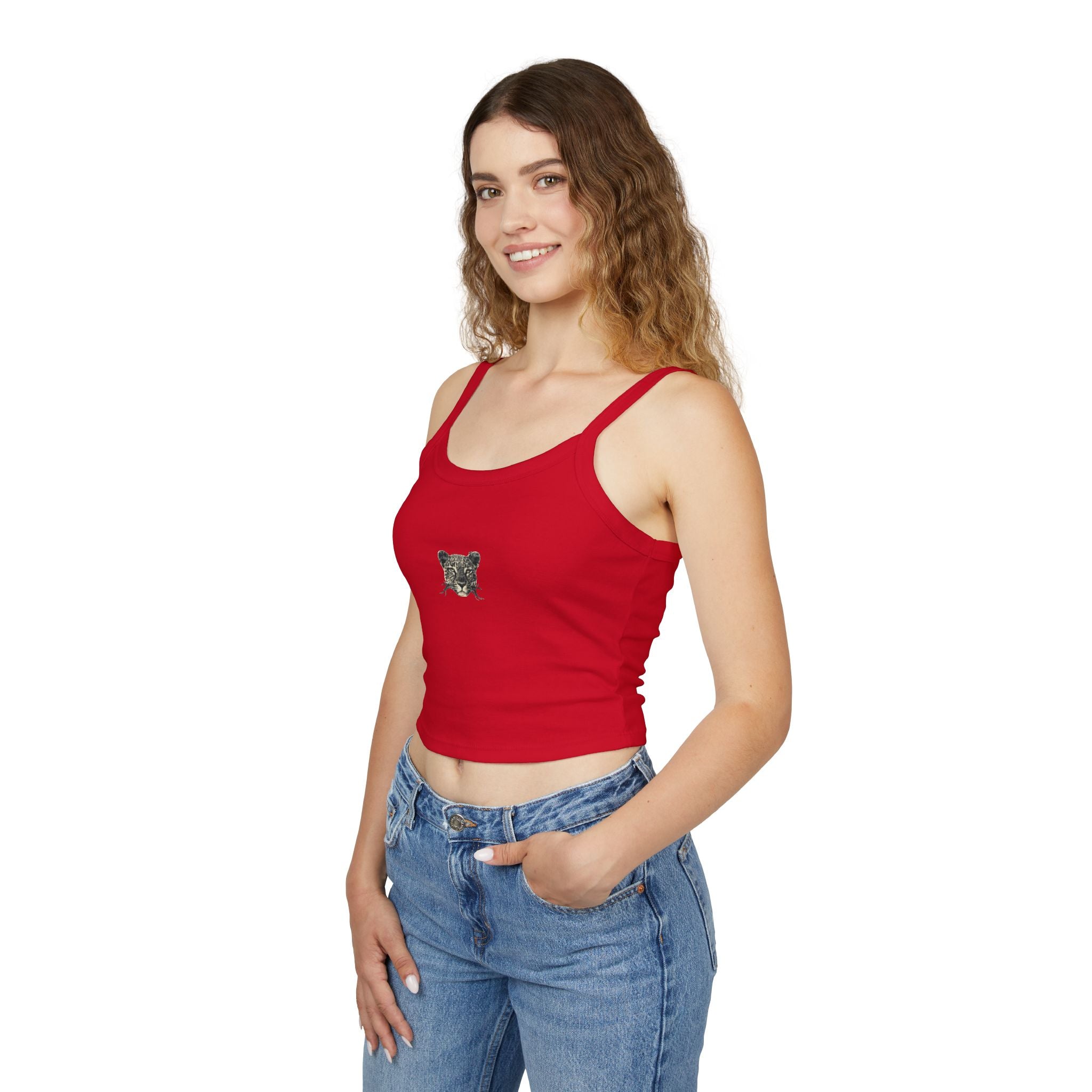 Tank Top with Small Vintage Tiger Face  Cute Minimalist Animal Crop Top