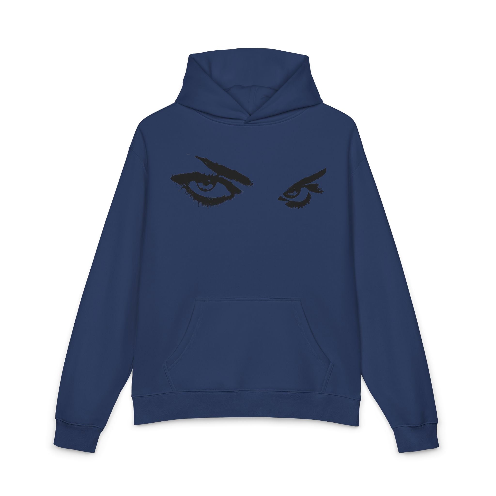 Relaxed Hoodie — Graphic Stare Eyes & Abstract Figure Back Print