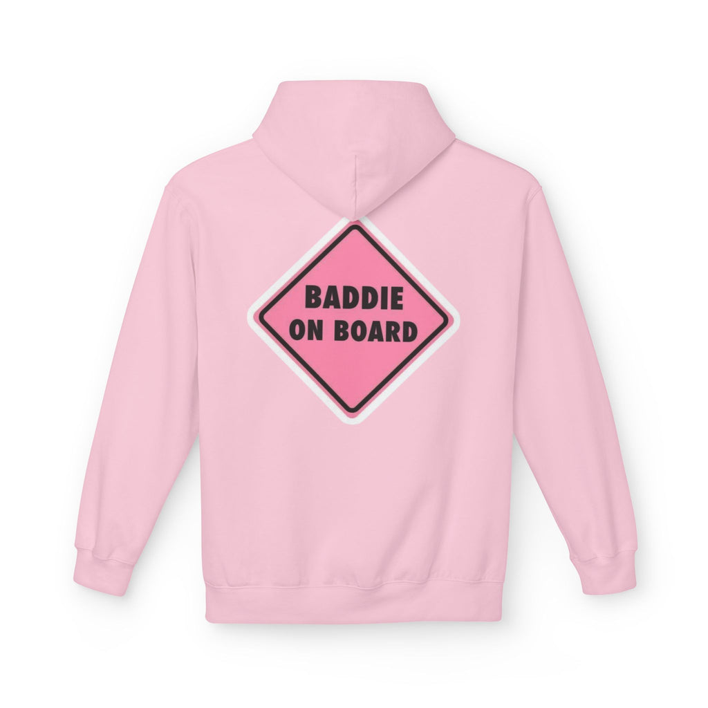 Baddie On Board Hoodie — 'XOXO' Minimal Front, Pink Road Sign Back