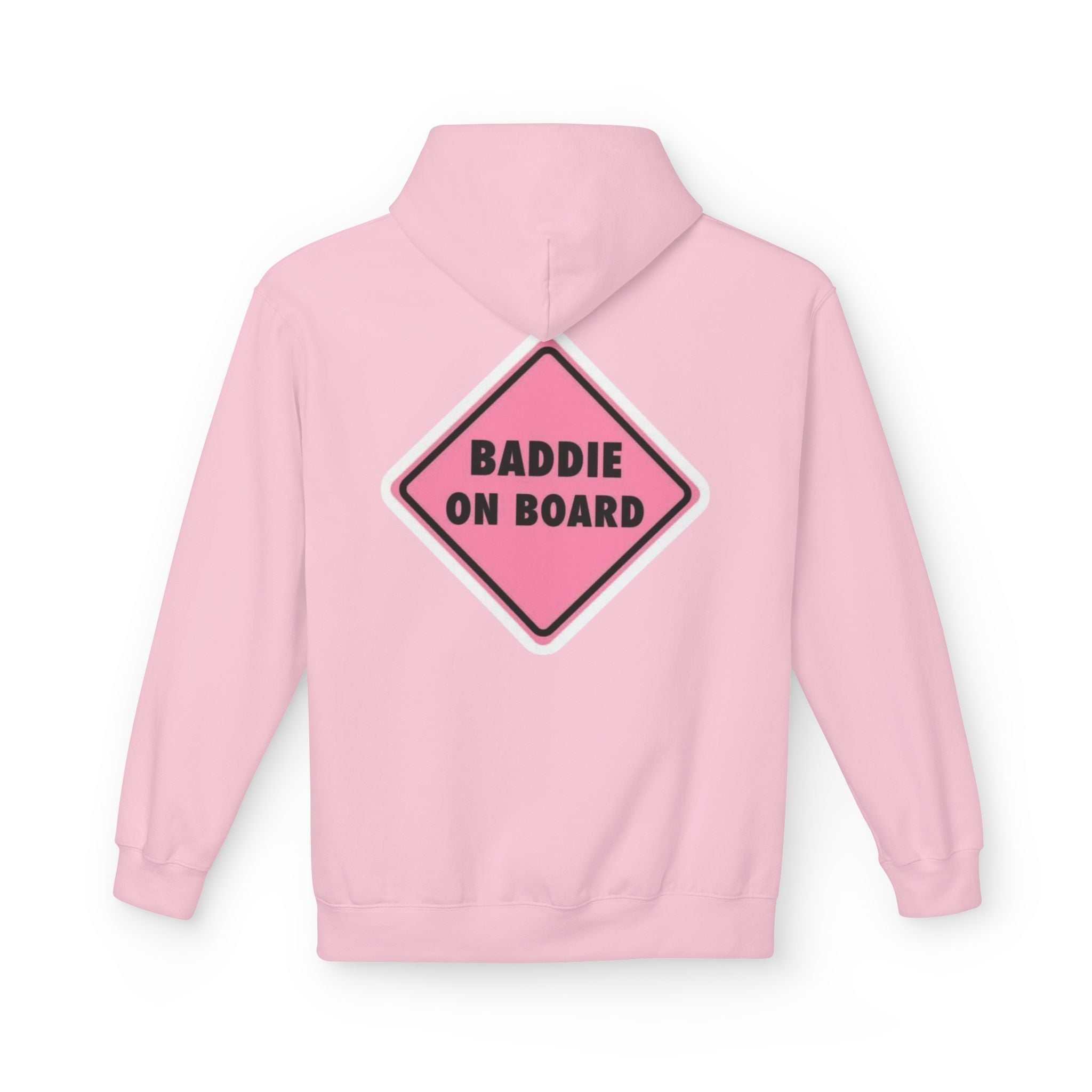 Baddie On Board Hoodie — 'XOXO' Minimal Front, Pink Road Sign Back