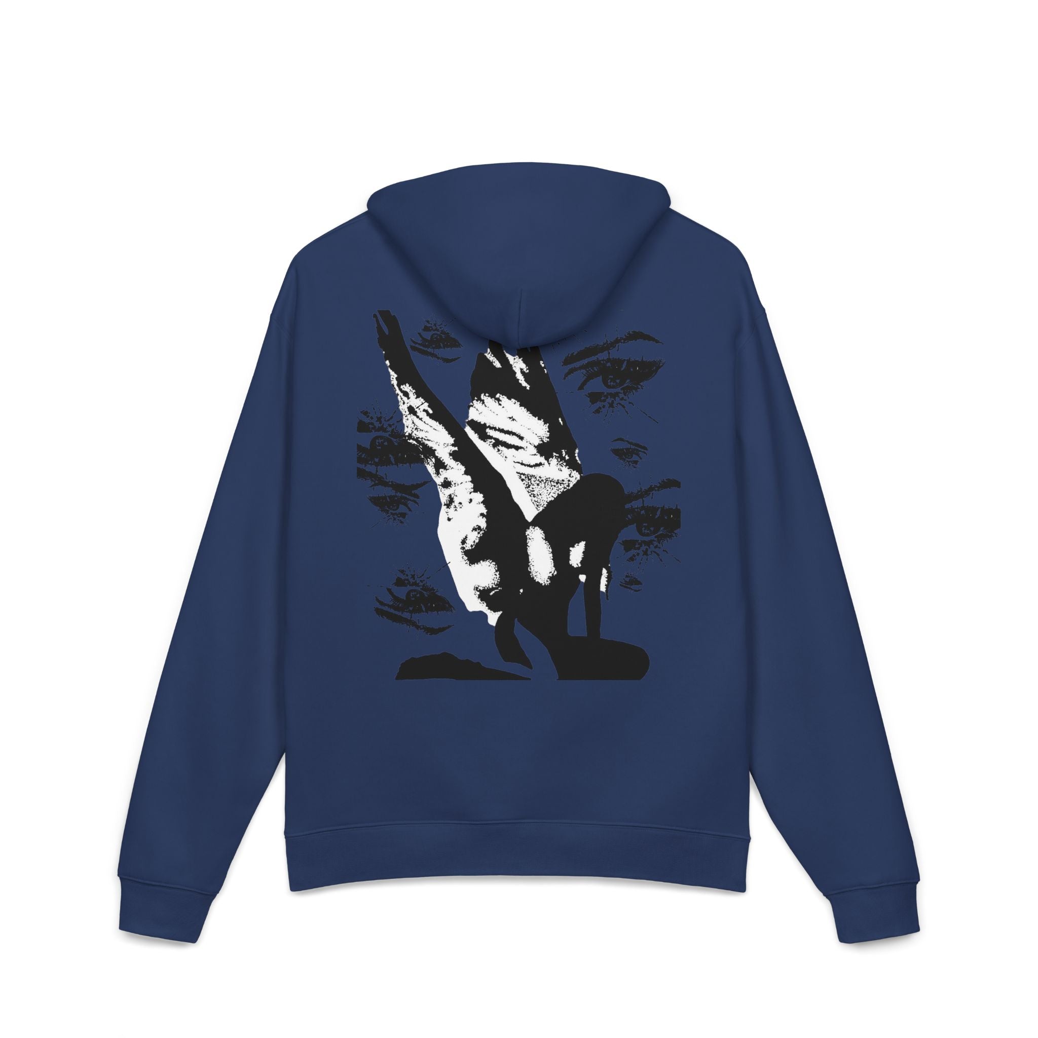 Relaxed Hoodie — Graphic Stare Eyes & Abstract Figure Back Print