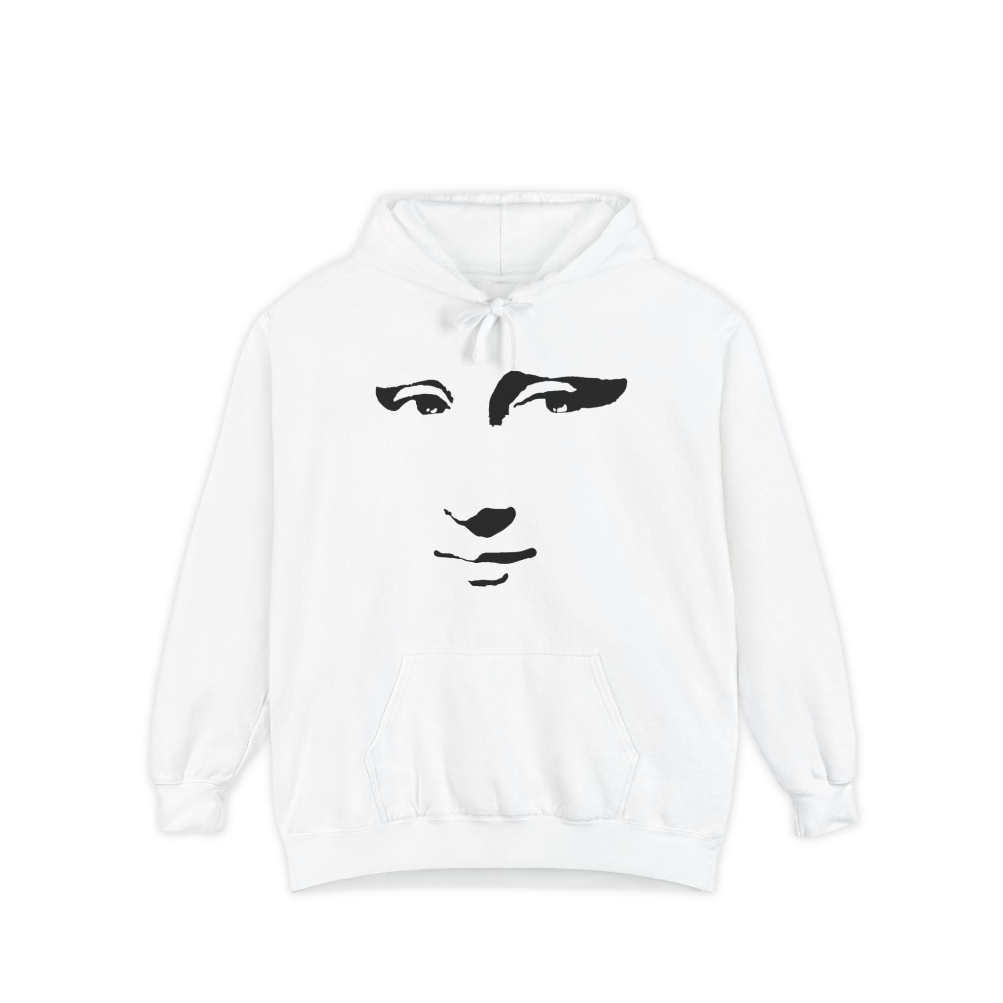 Mona Lisa Face Hoodie — Minimalist Black Art Pullover