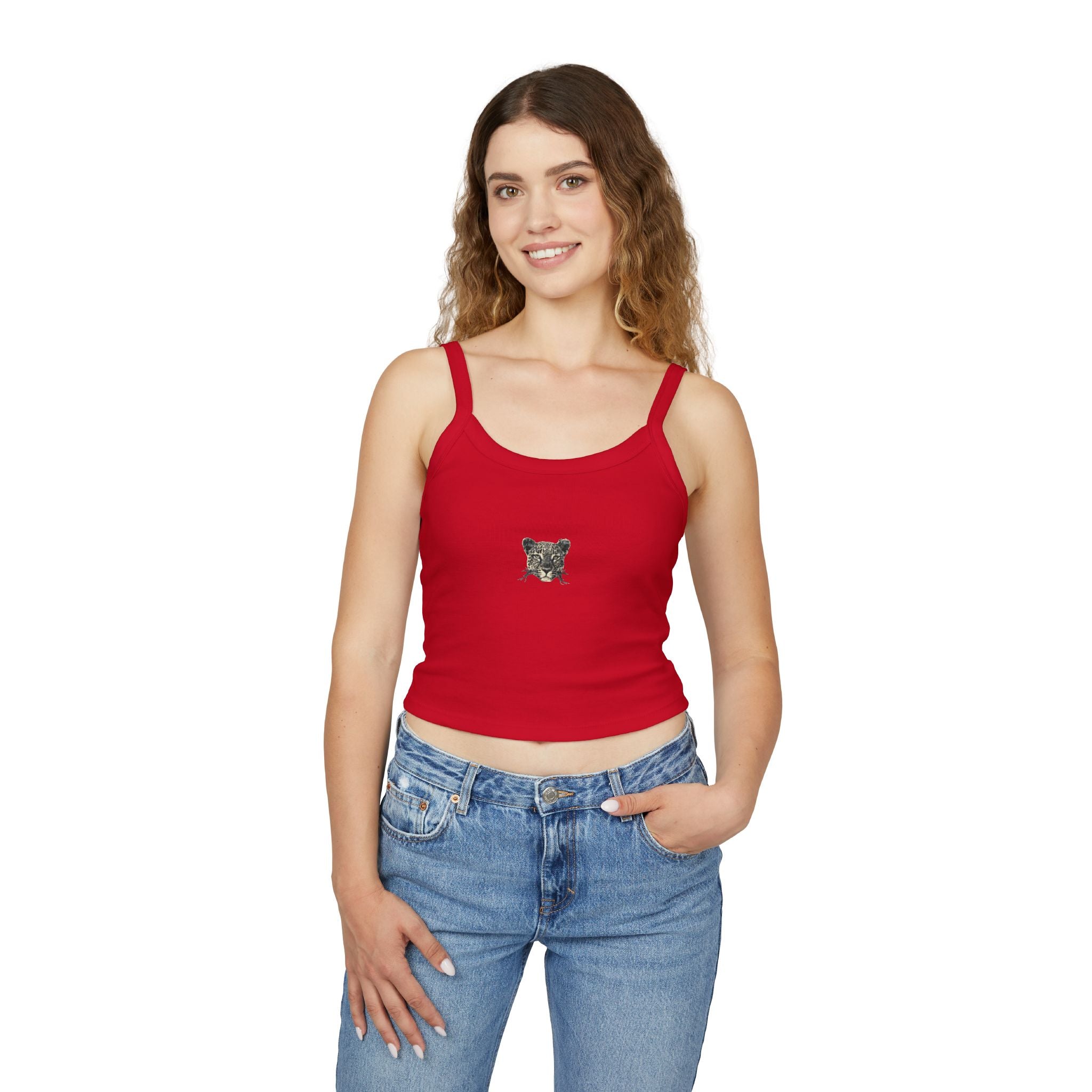 Tank Top with Small Vintage Tiger Face  Cute Minimalist Animal Crop Top