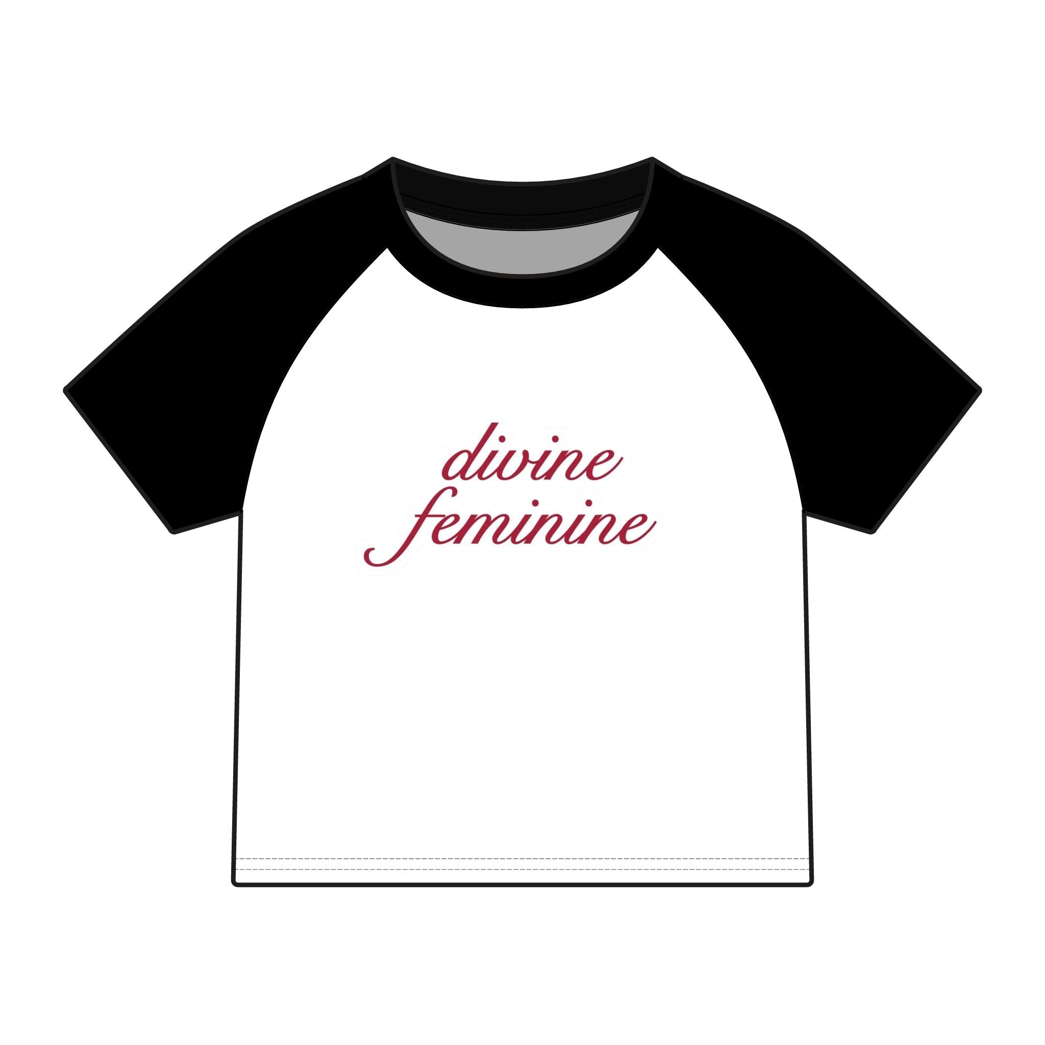 Divine Feminine Raglan Tee — Women's Pink Sleeve Baby Tee