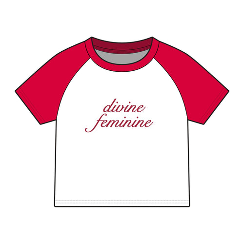 Divine Feminine Raglan Tee — Women's Pink Sleeve Baby Tee